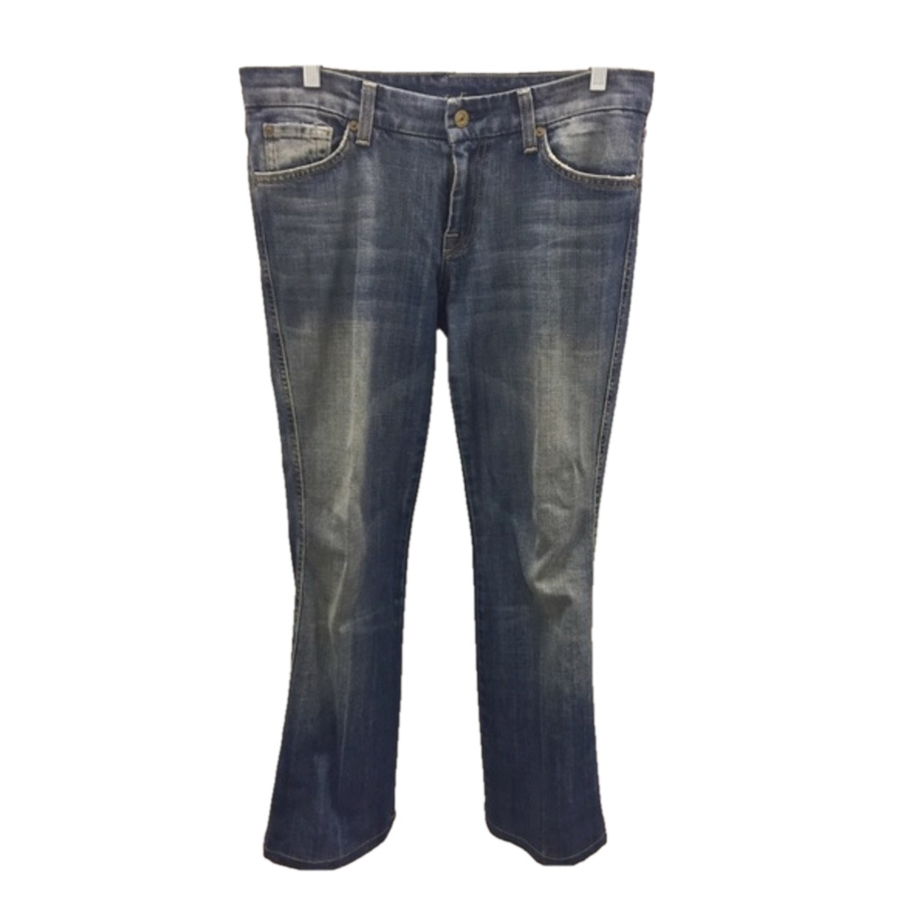 7 For All Mankind Blue Faded Bootcut Jeans